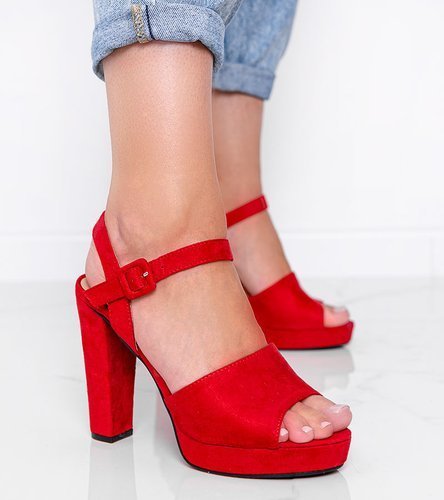 Červené sandále na podpätku Paige