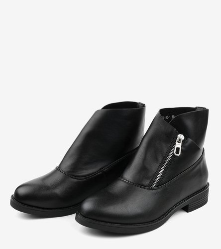 Čierne ploché botki zateplené papuče 20195-1