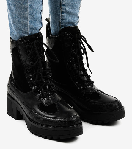 Čierne semišové šnurovacie topánky G-7646