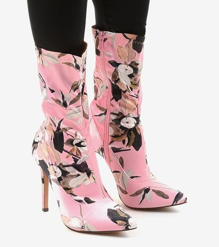 Ružové botki podpätky s ponožkou Santana