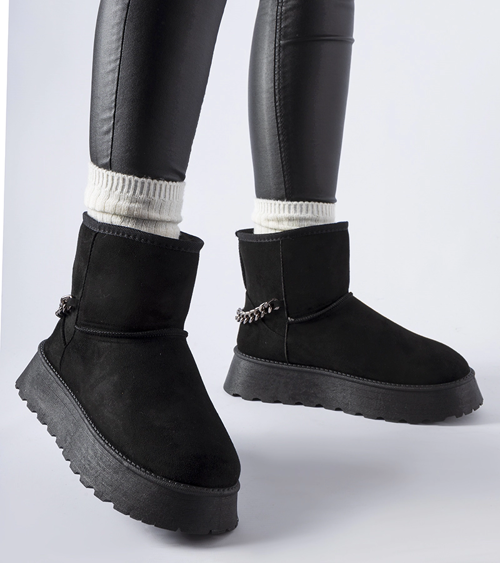 Čierne zimné topánky s ozdobným reťazom Belfiore